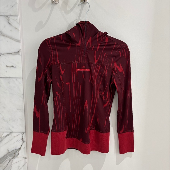 Adidas by Stella McCartney Red Long Sleeve Hooded Shirt Size Small - Picture 2 of 8
